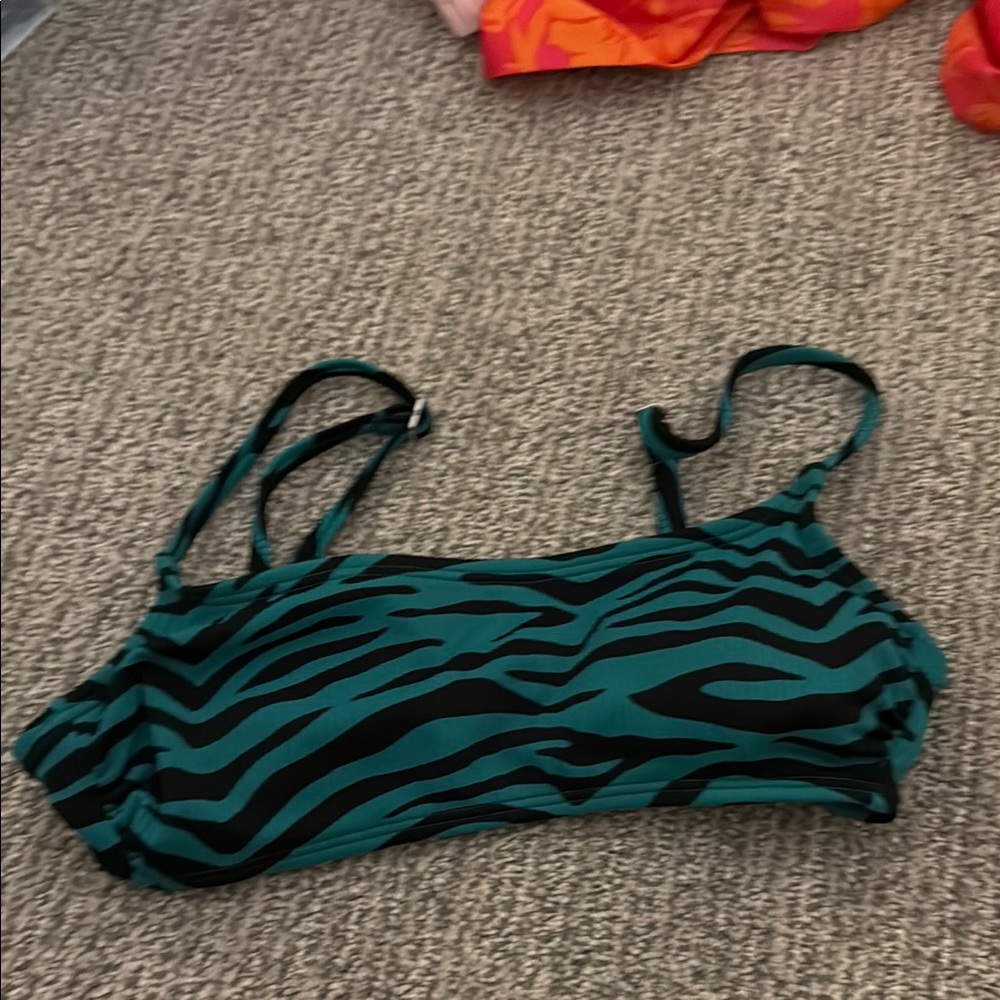 Target Zebra Print Bikini Top - Teal and Black